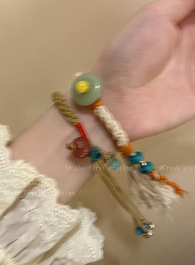 平安喜乐~新中式天然石编织手链女夏ins小众设计感手绳民族风手饰