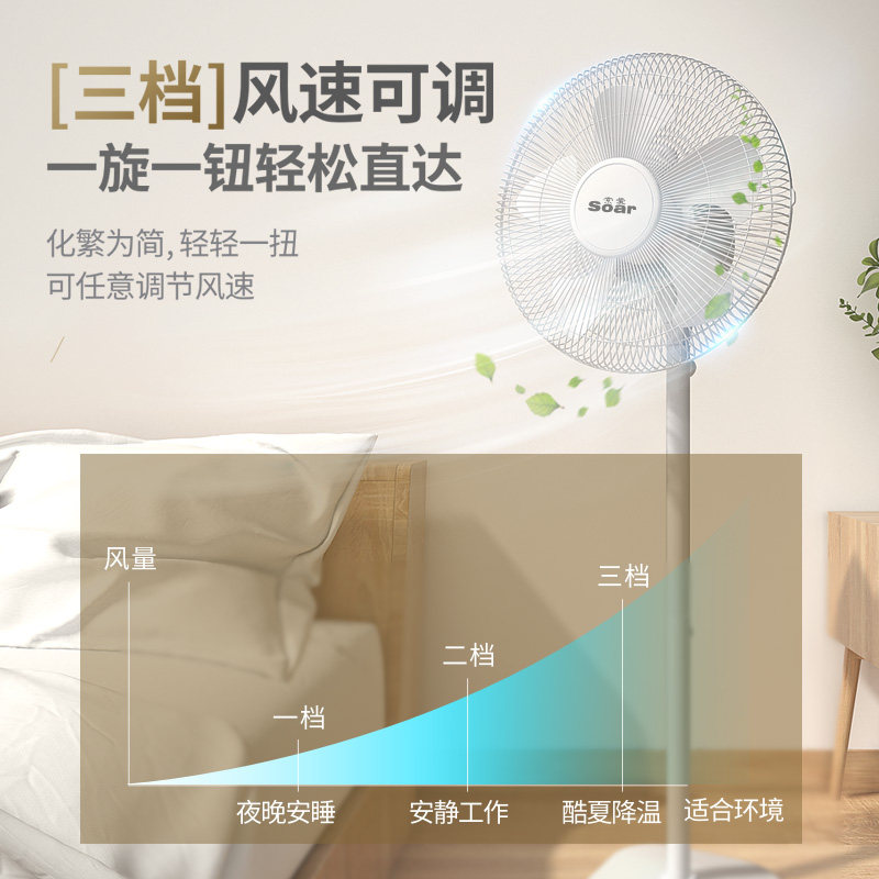索爱静音遥控家用台式强力落地扇 soar索爱心生电风扇