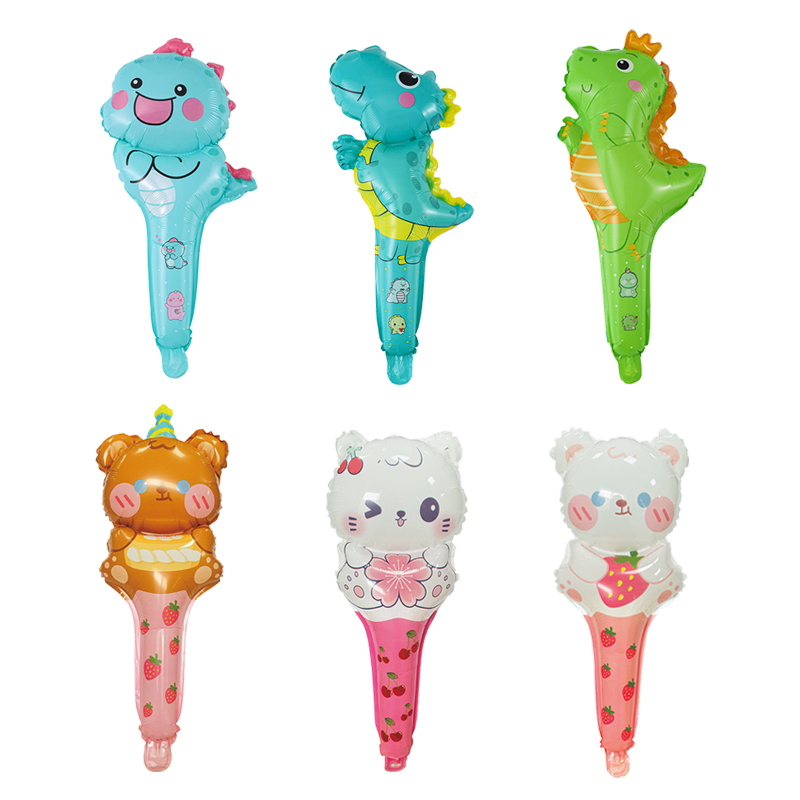 儿童卡通动物打击棒手持气球生日幼儿园活动太空恐龙摆地摊小商品 - 图3