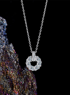 宝家满钻小圆牌项链女简约百搭锁骨链饰品厂家现货S925纯银