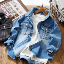 Boy Denim Shirt Spring Autumn 2023 New Pure Cotton Tide CUHK Children Children Autumn Clothes Childrens Clothing Jacket Long Sleeve Lining Clothes