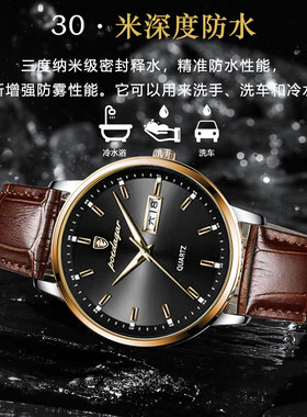 瑞士品牌新款防水夜光男士手表石英腕表Men's quartz wristwatch