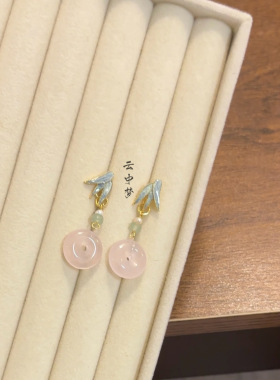 蝴蝶贝母蝶贝古法金新中式耳饰  云中梦长歌  汉服旗袍国风配饰