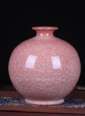 景德镇陶瓷工艺品 客厅冰片红色梅瓶 陶瓷花瓶 现代家居装饰摆件