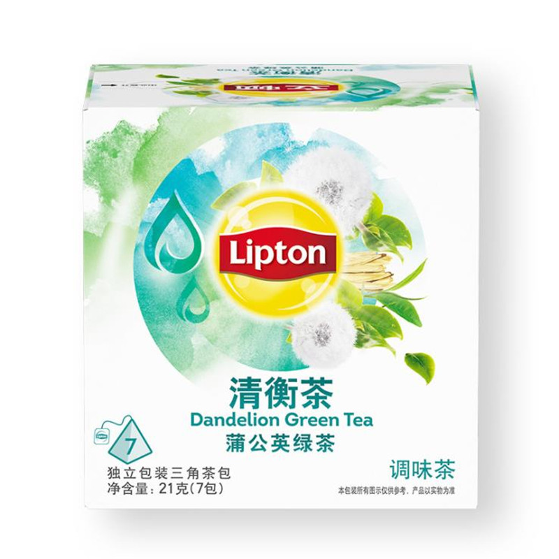 Lipton立顿 清衡茶蒲公英绿茶独立便携茶包花草茶 袋泡茶包3g*7包