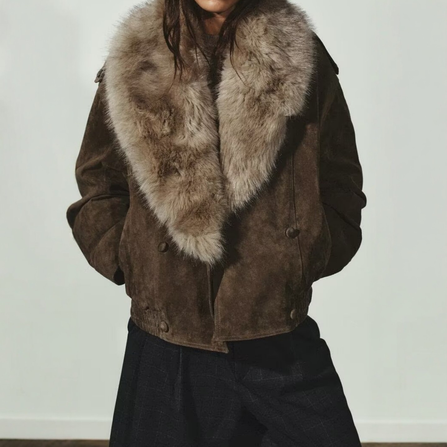 ZA外贸出口女装毛绒大翻领人造皮草效果绒面质感夹克外套 5761783,淘宝优惠券,粉丝福利购,淘宝优惠卷