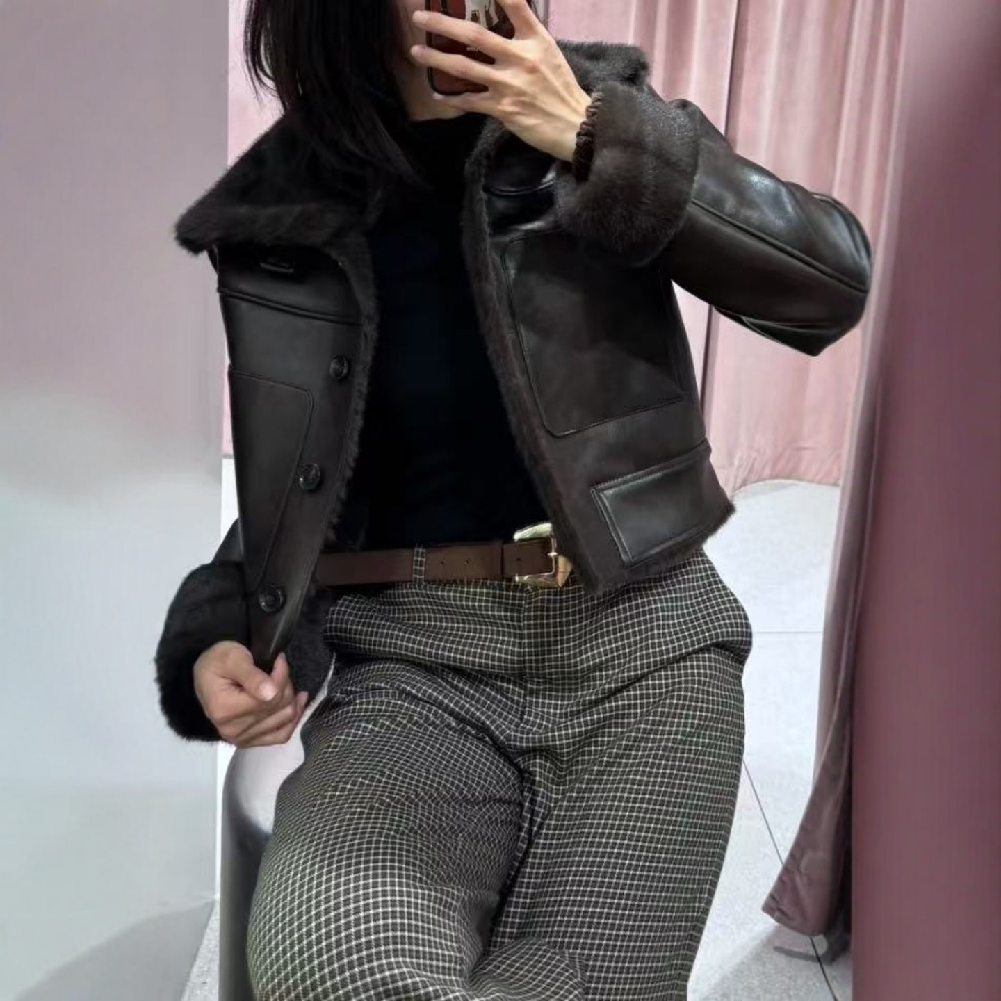 ZA外贸出口女装新款老爹风毛领双面人造皮草效果夹克外套4341845,淘宝优惠券,粉丝福利购,淘宝优惠卷