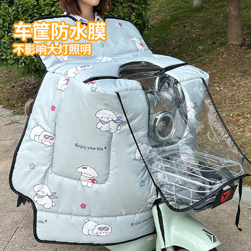 【小车专用】小型电动车挡风被加绒加厚防风防水电瓶车保暖防寒罩 - 图1