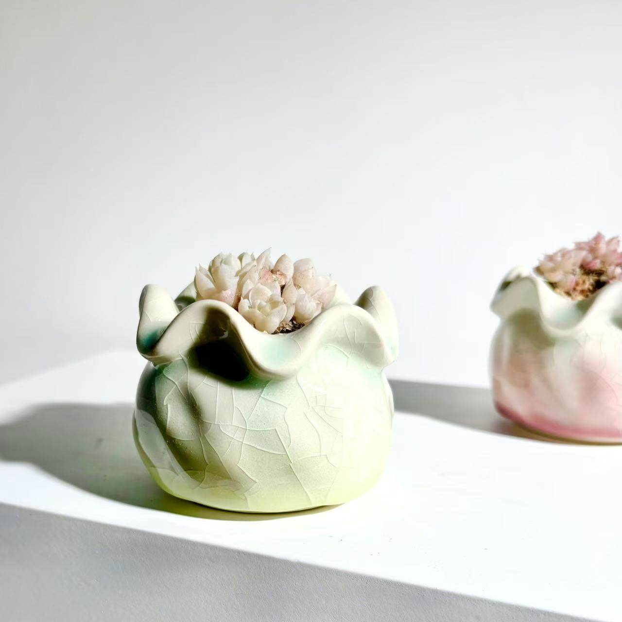 多肉植物小花盆陶瓷冰裂清新可爱控型桌面小口径透气有孔简约创意,淘宝优惠券,粉丝福利购,淘宝优惠卷