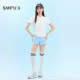 Sanfu Women's Summer Contrast Color Structural Line Short-Sleeved Singles Light Sports Easy-Dry Slim Top Women 518382