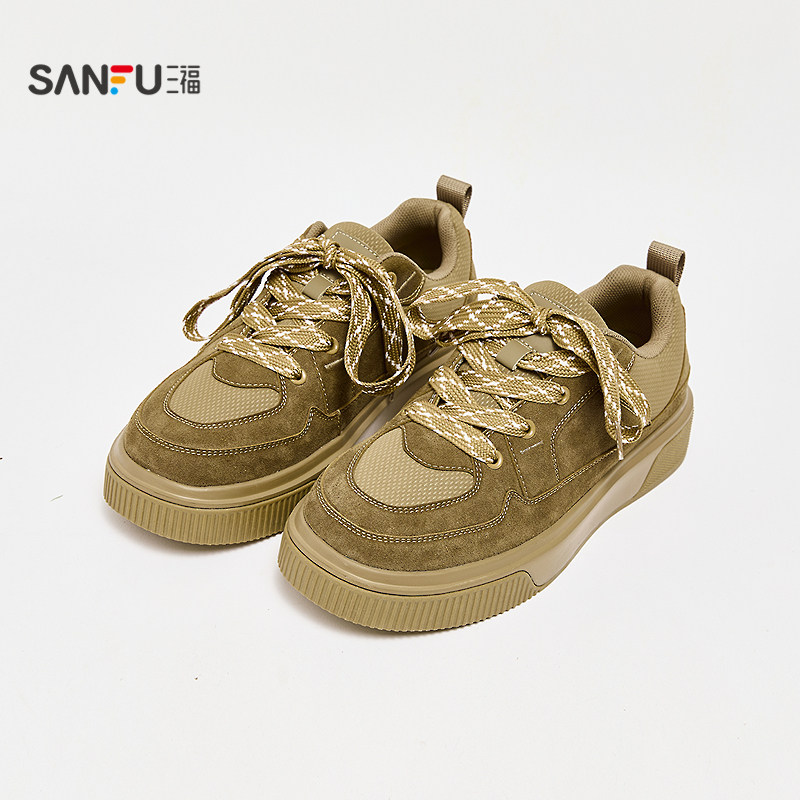 三福男低帮板鞋冬季潮酷街头宽鞋带厚底撞色面包鞋男鞋849586,淘宝优惠券,粉丝福利购,淘宝优惠卷