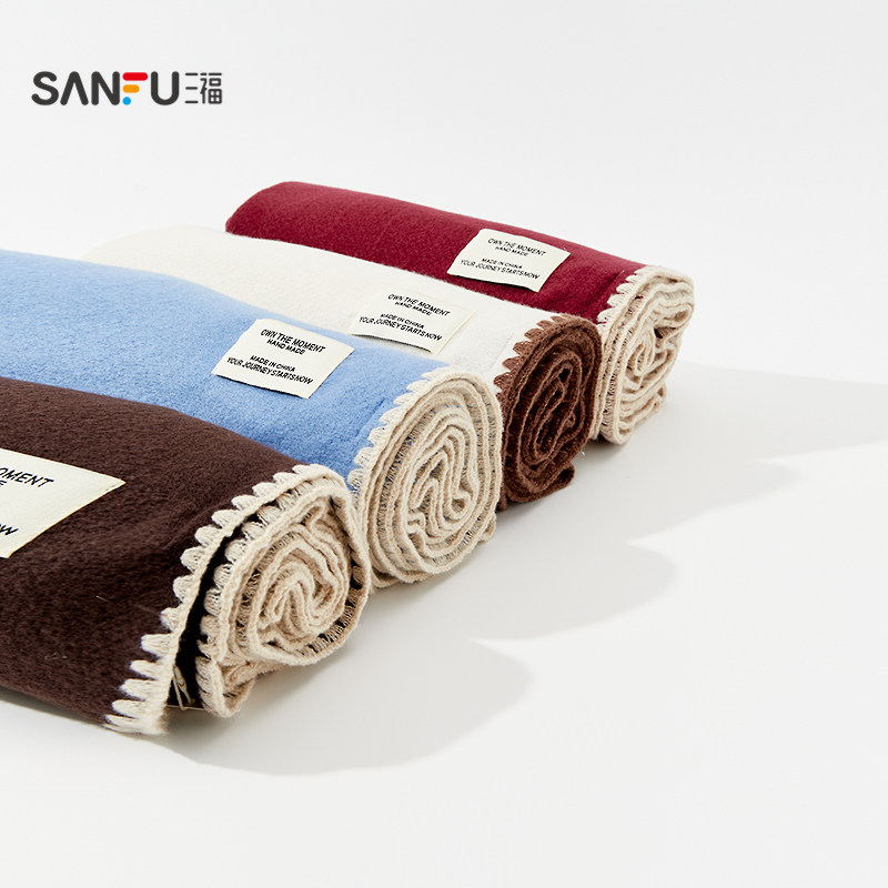 三福锁边单色长巾围巾 时尚氛围感气质优雅服饰配件围脖847247,淘宝优惠券,粉丝福利购,淘宝优惠卷