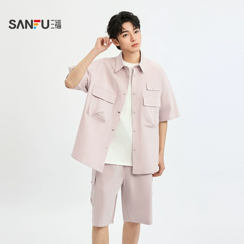 三福 2025 летняя мужская рабочая одежда для рубашки для рубашки для лацката 500066