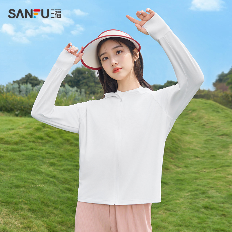 三福防晒衣外套2024夏季防紫外线连帽指洞轻薄款防晒服女装483512_三福官方店_女装/女士精品-第3张图片-提都小院