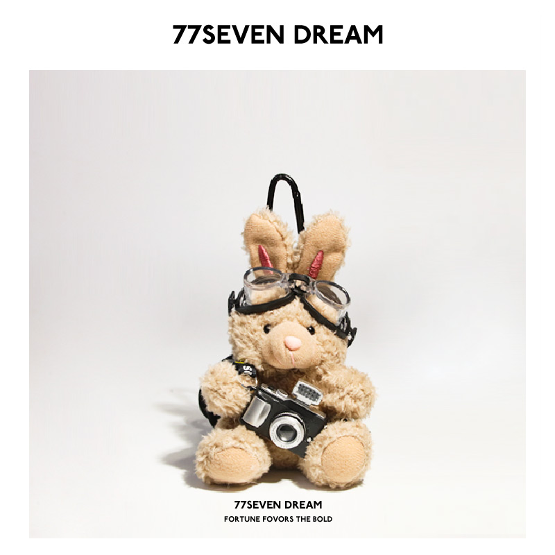 摄影相机小粉兔毛绒书包包挂件玩偶高级感挂件包挂饰钥匙扣送礼物