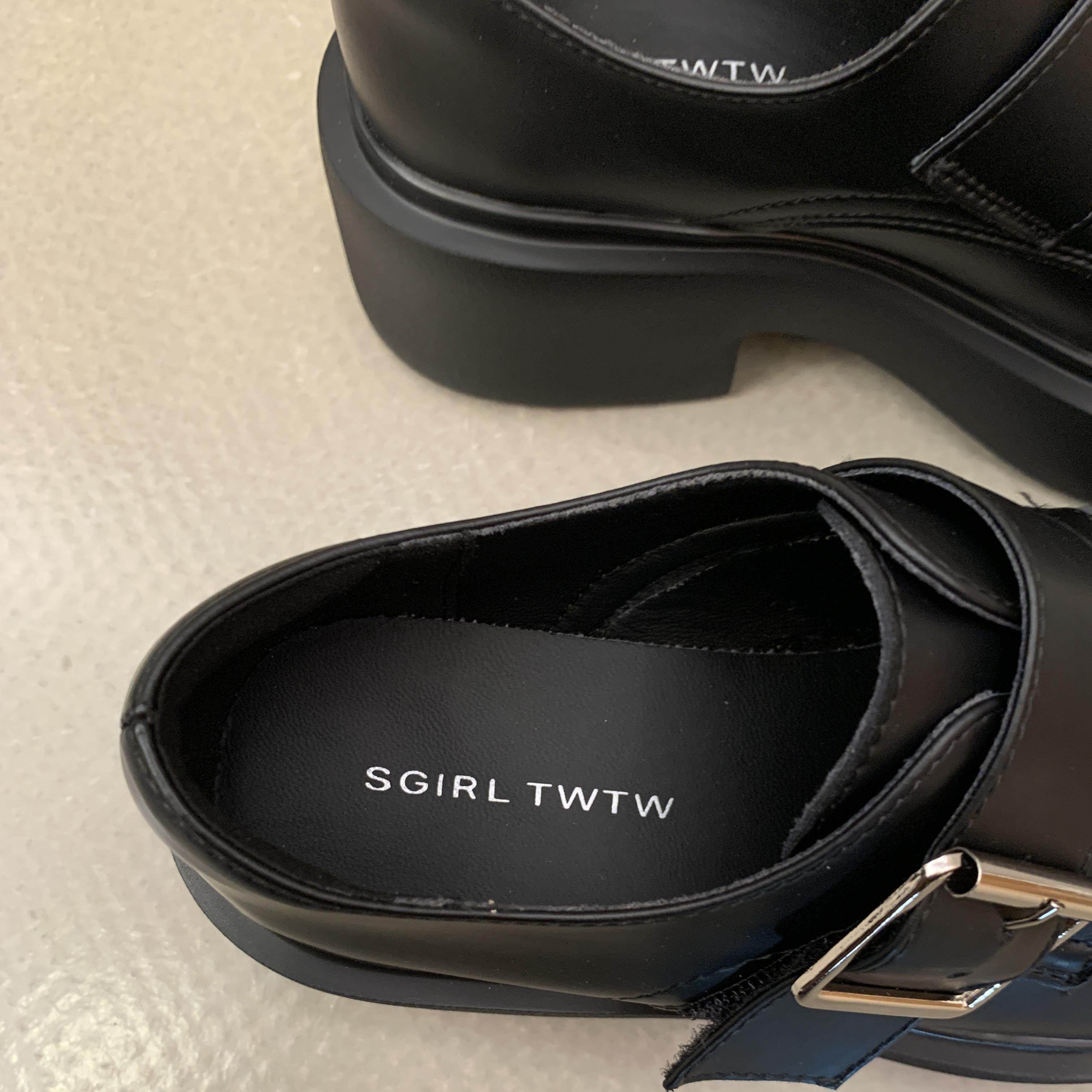 SGIRL TWTW英伦风皮带扣小皮鞋女ins百搭大头乐福鞋厚底休闲单鞋,淘宝优惠券,粉丝福利购,淘宝优惠卷