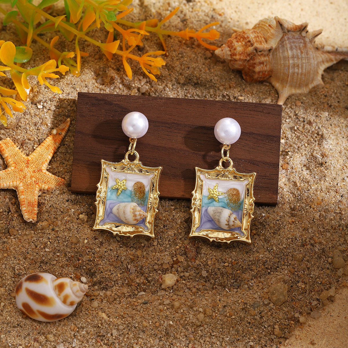 法式滴油立体海螺珍珠花朵耳环 轻奢vintage高级感自然小清新耳坠,淘宝优惠券,粉丝福利购,淘宝优惠卷