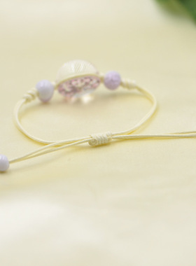 景区新款编织手链玻璃干花手饰蕾丝花清新甜美韩版女生手串送闺蜜