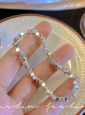 网红碎银子花朵手链女小众设计高级感轻奢简约手环闺蜜串珠手饰品