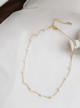 简约珍珠项链唯美小众网红风