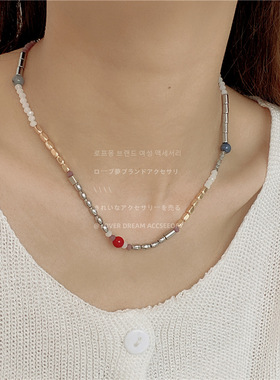 串珠女生甜酷撞色项链