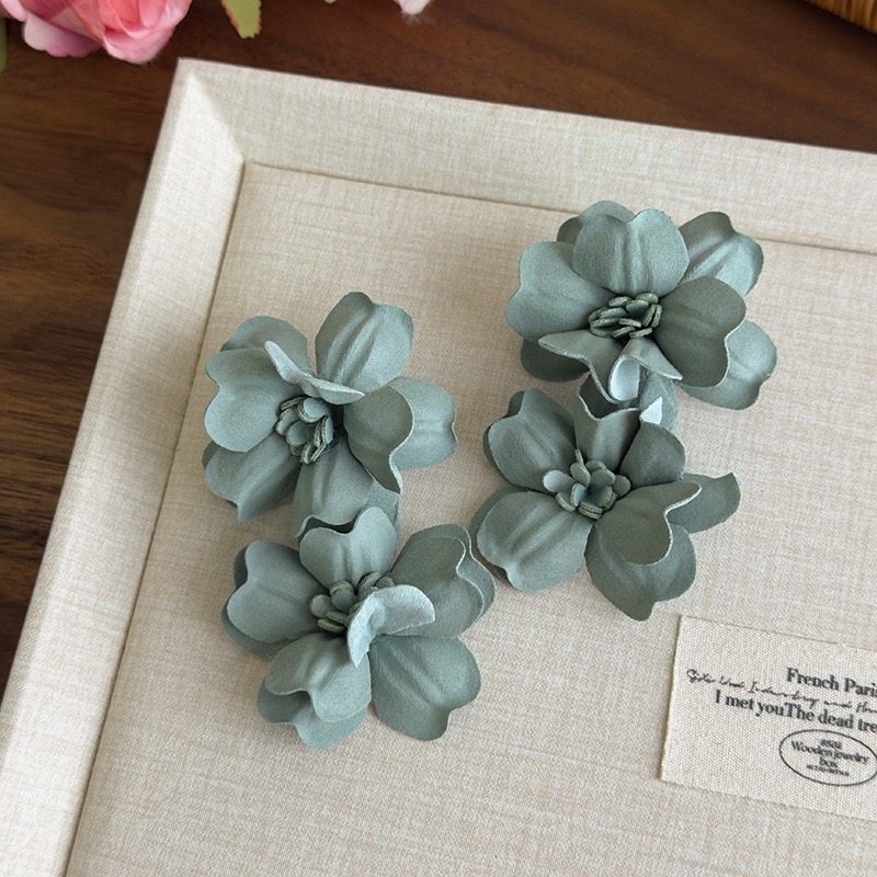 春日复古温柔紫色花朵森系绿色耳环女高级感耳钉耳夹甜美缪斯耳饰,淘宝优惠券,粉丝福利购,淘宝优惠卷