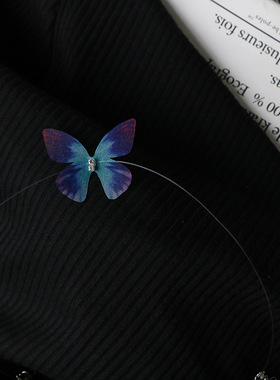 鱼线女生蓝紫色浪漫蝴蝶项链