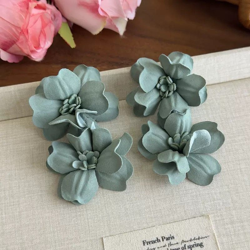 春日复古温柔紫色花朵森系绿色耳环女高级感耳钉耳夹甜美缪斯耳饰,淘宝优惠券,粉丝福利购,淘宝优惠卷