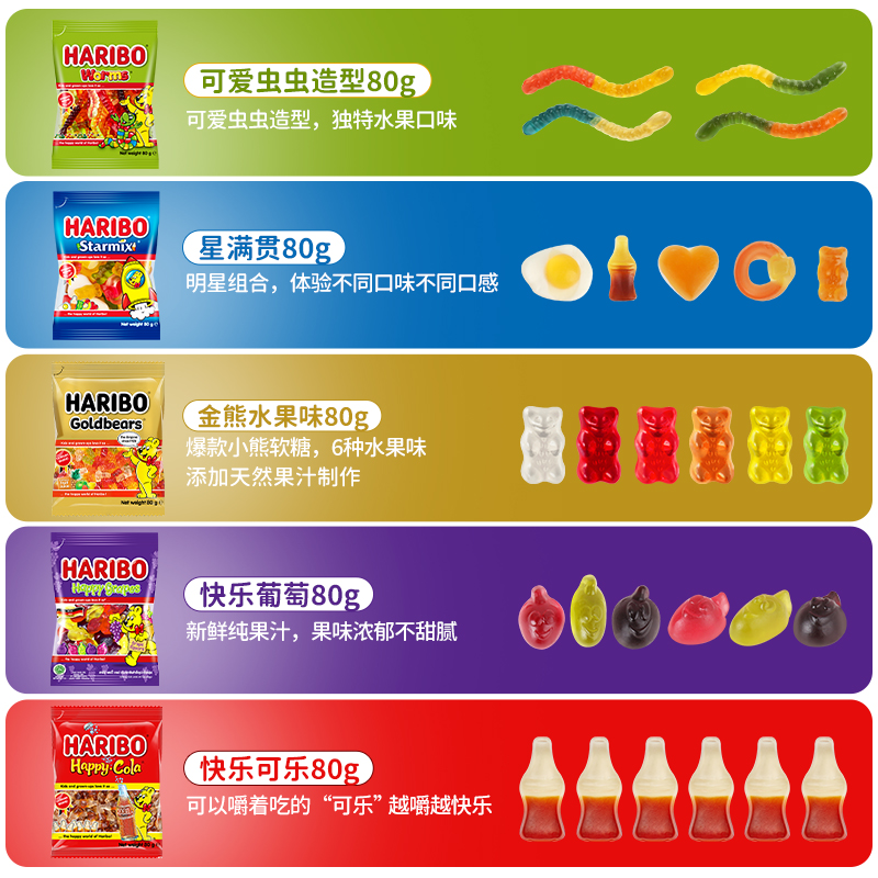 Haribo哈瑞宝小熊软糖水果可乐酸糖儿童零食品散装德国进口橡皮糖 - 图3