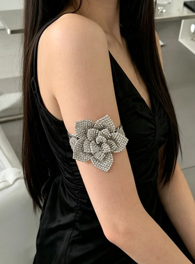 高档轻奢立体闪钻玫瑰花朵手镯女