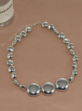 冷淡风金属串珠女圆形项链锁骨链