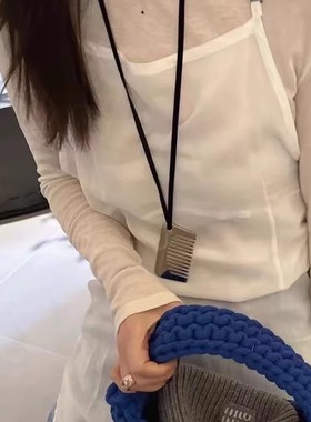 甜酷时髦个性银色梳子吊坠项链女