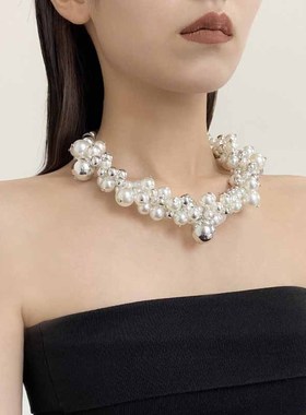 不规则珍珠项链女气质缠绕锁骨链