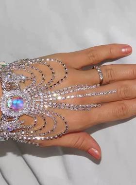 欧美镶钻幻彩流苏手链手镯臂环女