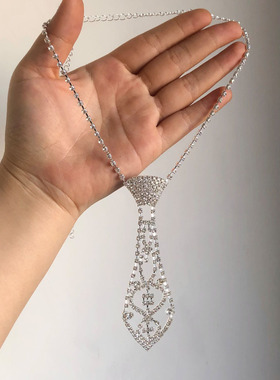 甜酷辣妹超闪镶钻镂空领带项链女