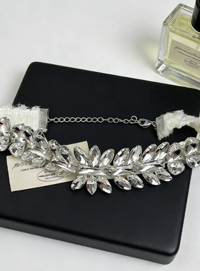 时尚轻奢闪钻choker毛绒项颈链女