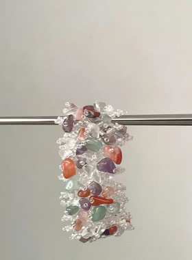 民族风多彩碎石编织镂空手链手环