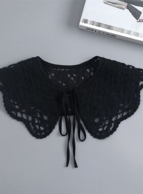 韩版蕾丝钩花小披肩女斗篷白色