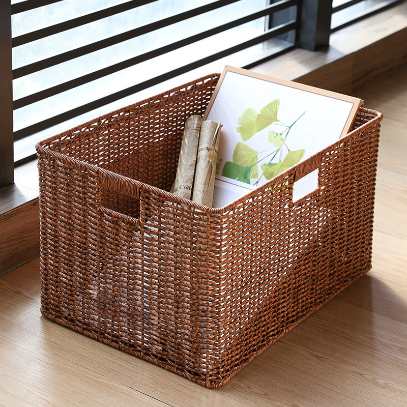 仿藤编橱柜收纳筐整理篮子 书架格子内置收纳篮 衣帽间储物收纳箱,淘宝优惠券,粉丝福利购,淘宝优惠卷