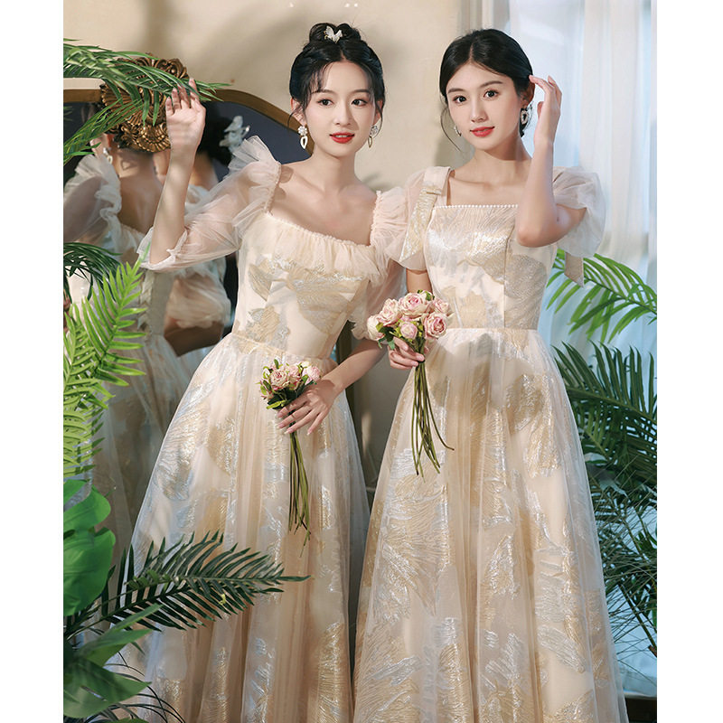 伴娘服2024新款婚礼宴会姐妹团礼服裙女级感显瘦演出服长款春