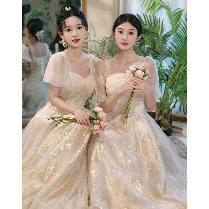 伴娘服2024新款婚礼宴会姐妹团礼服裙女级感显瘦演出服长款春