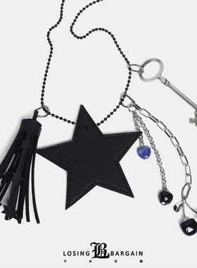 【Losing Bargain】原创百搭皮革星星麦穗甜酷樱桃长吊坠项链男女