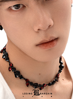 LosingBargain黑色玫瑰项链