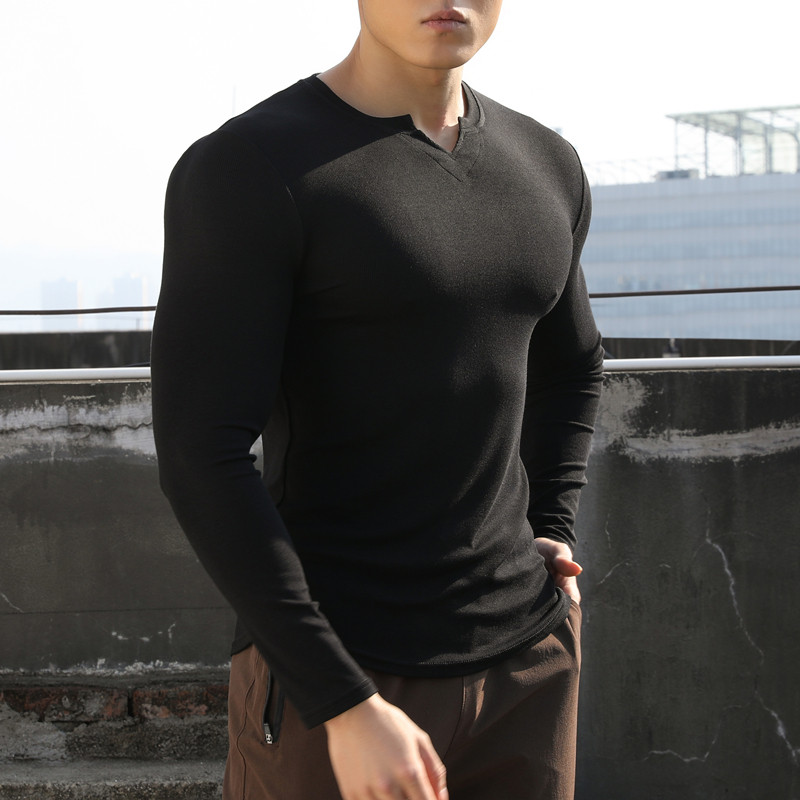 运动长袖男T恤V领纯色潮牌健身肌肉撸铁狗兄弟训练弹力跑步大码,淘宝优惠券,粉丝福利购,淘宝优惠卷