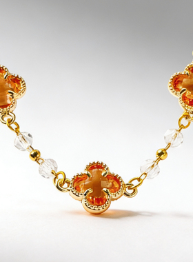 2026年幸运草手链 小巧轻奢时尚 香槟色女首饰饰品送女朋友礼物