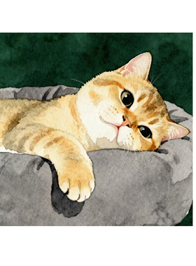 法式奶油风爱睡觉的小猫艺术海报多巴胺卡通装饰画画芯挂画墙面画