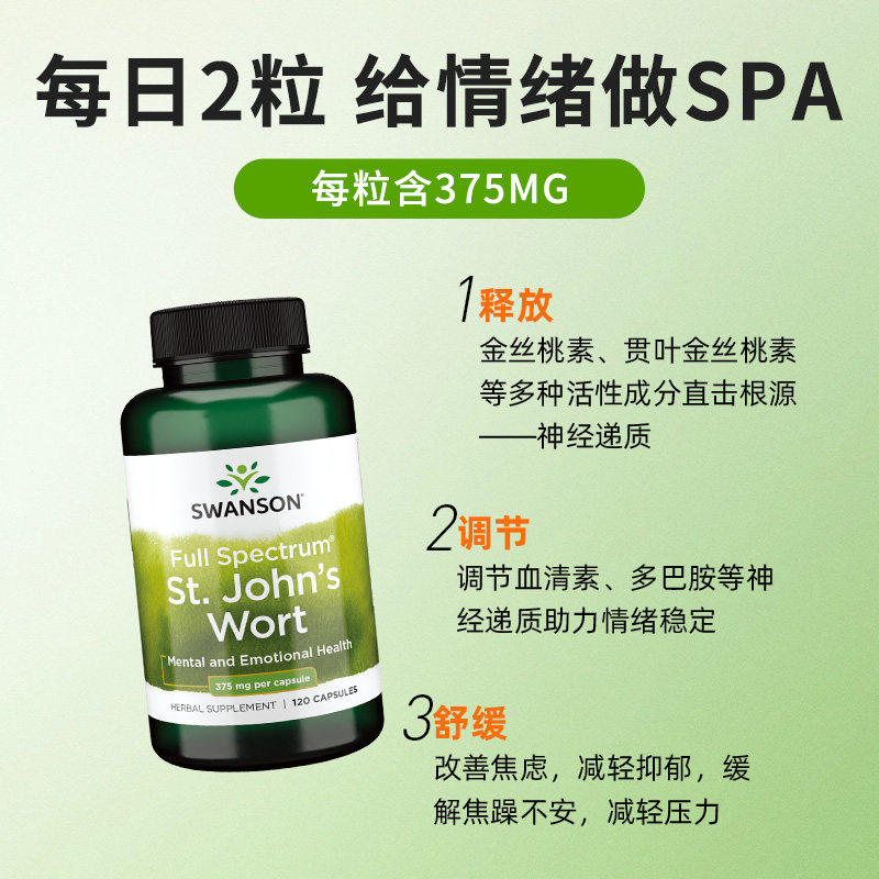 美国swanson斯旺森圣约翰草胶囊375mg100粒调节情绪舒缓压力,淘宝优惠券,粉丝福利购,淘宝优惠卷
