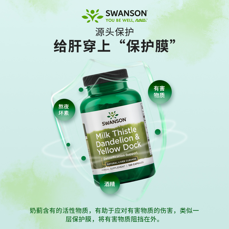 Swanson斯旺森奶蓟草护肝片700mg 水飞蓟备120粒熬夜应酬必备 - 图0