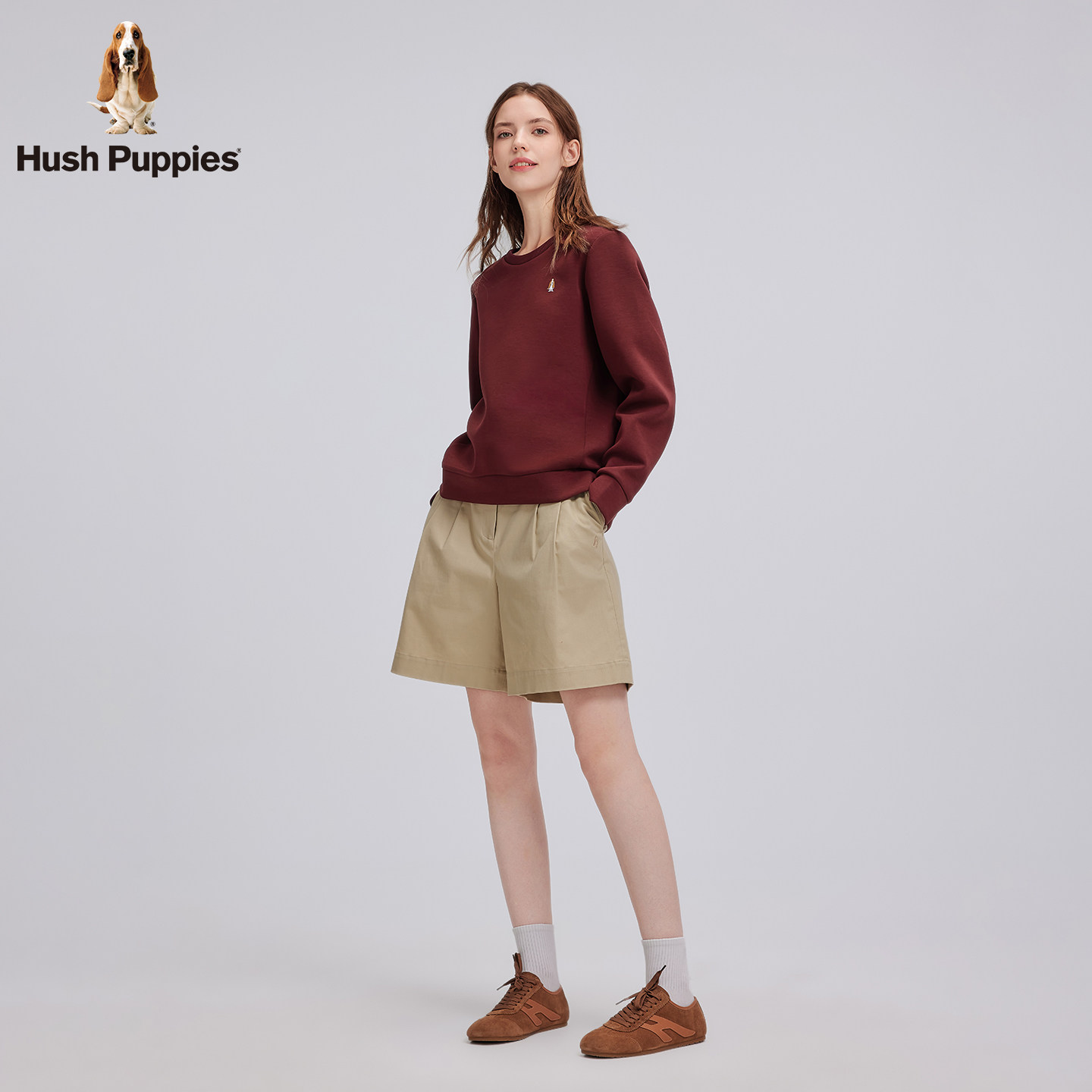 【新年马上旺】暇步士女装秋冬新款加绒保暖空气层圆领红色卫衣女