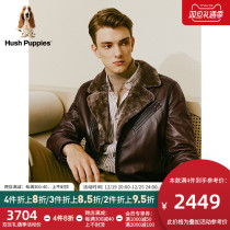 (Sheep Leather) Leisure Steps Mens Clothing Autumn Winter Fashion Fur Collar Warm Leather Jacket Jacket PL-21501D